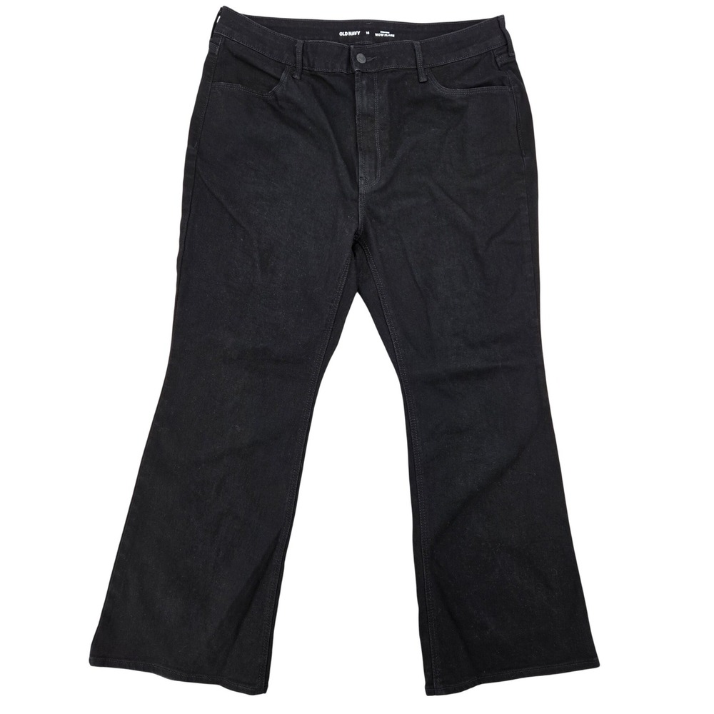 Old Navy 16 Wow Flare Jeans Womens Black High Rise Stretch Denim 1166